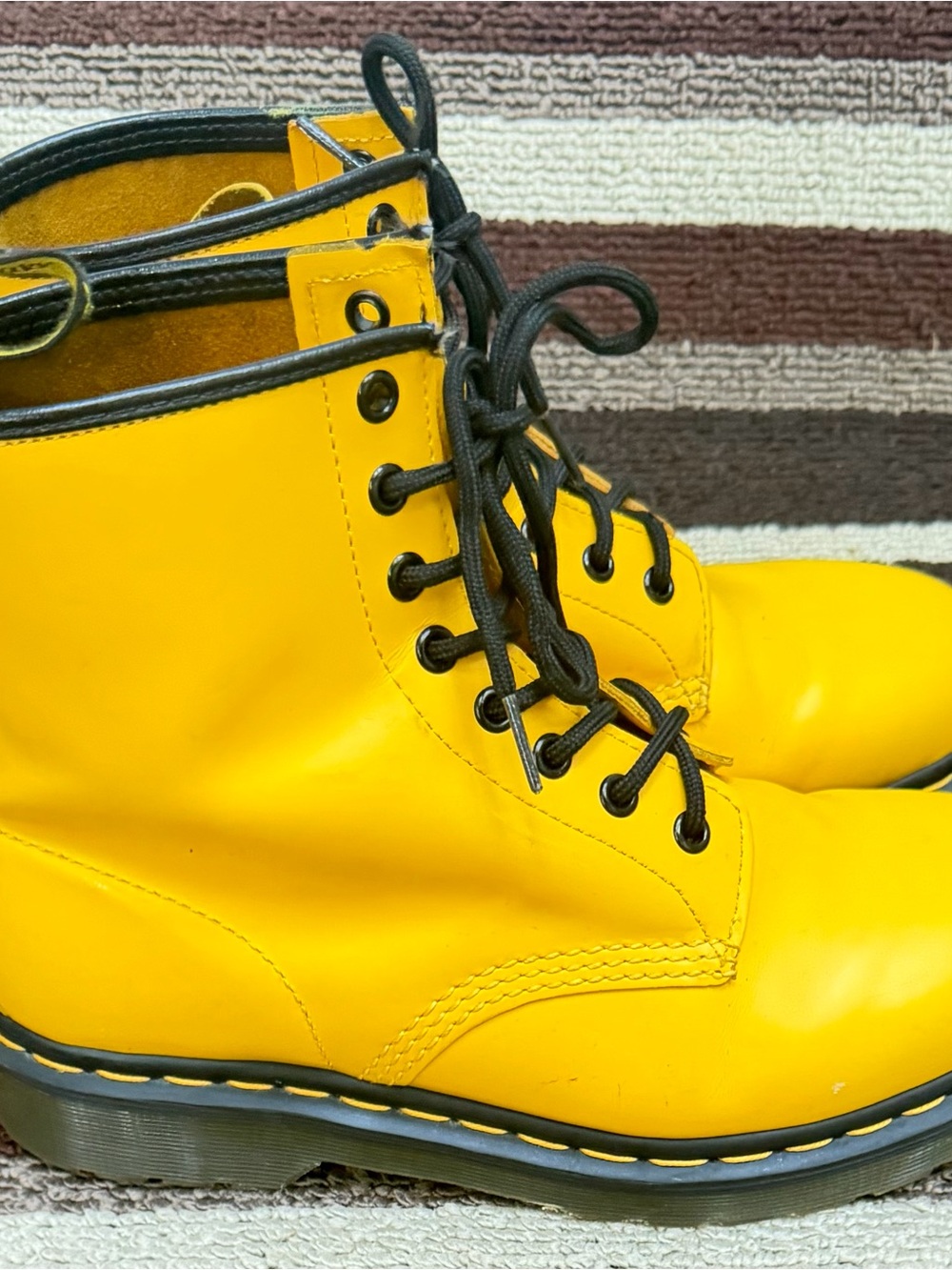 Dr. Martens Yellow Lace-Up Combat Booties